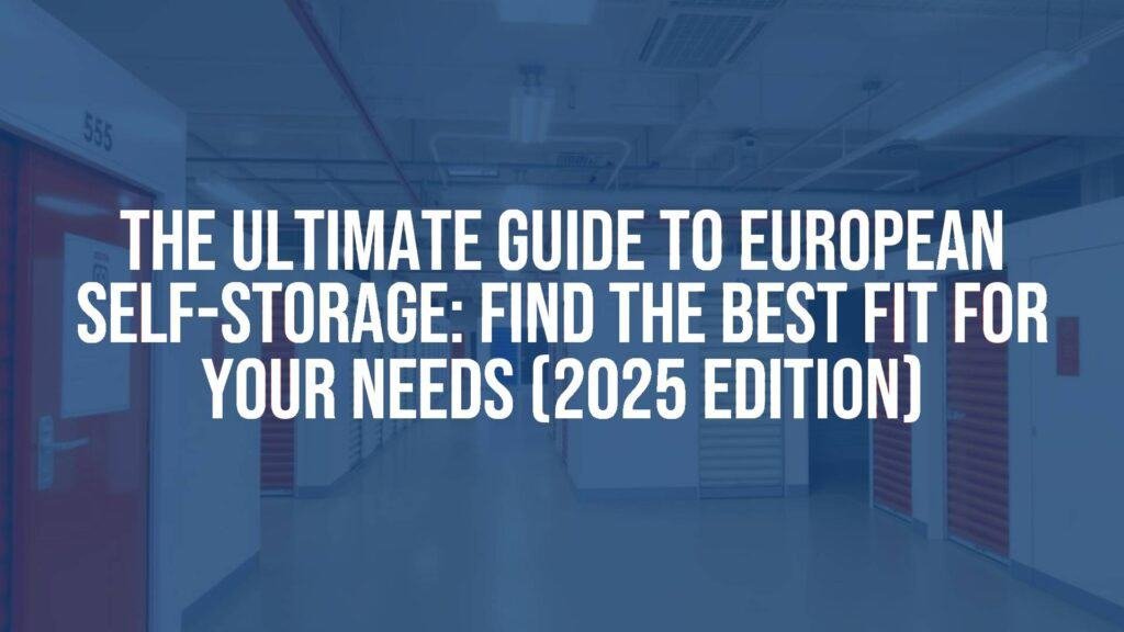 Modern European self-storage facility, clean and organized interior with various storage units, bright lighting, professional atmosphere, realistic.